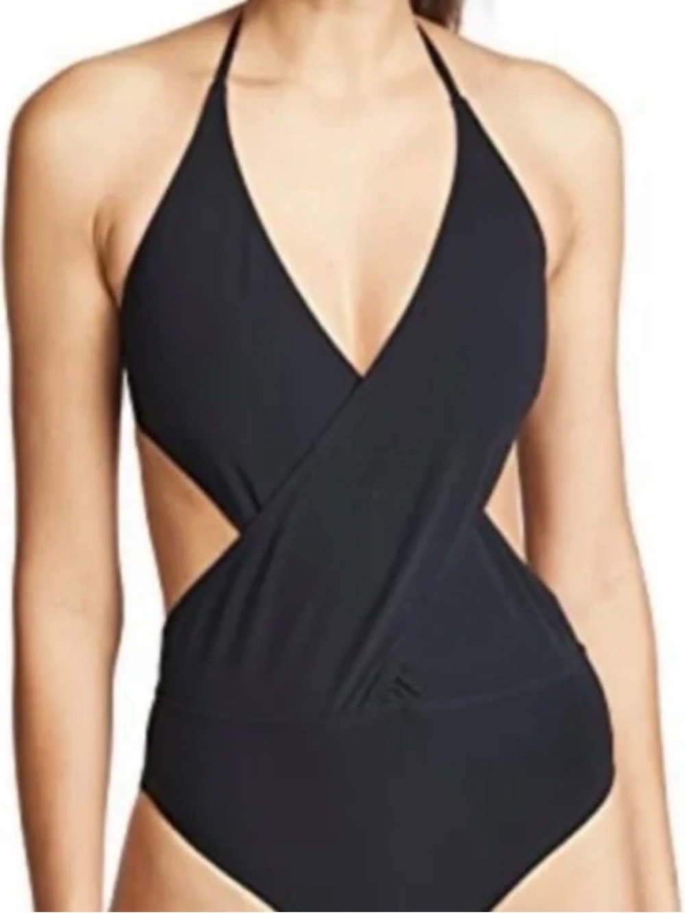 Tory Burch Black Wrap-Front One-Piece Swimsuit